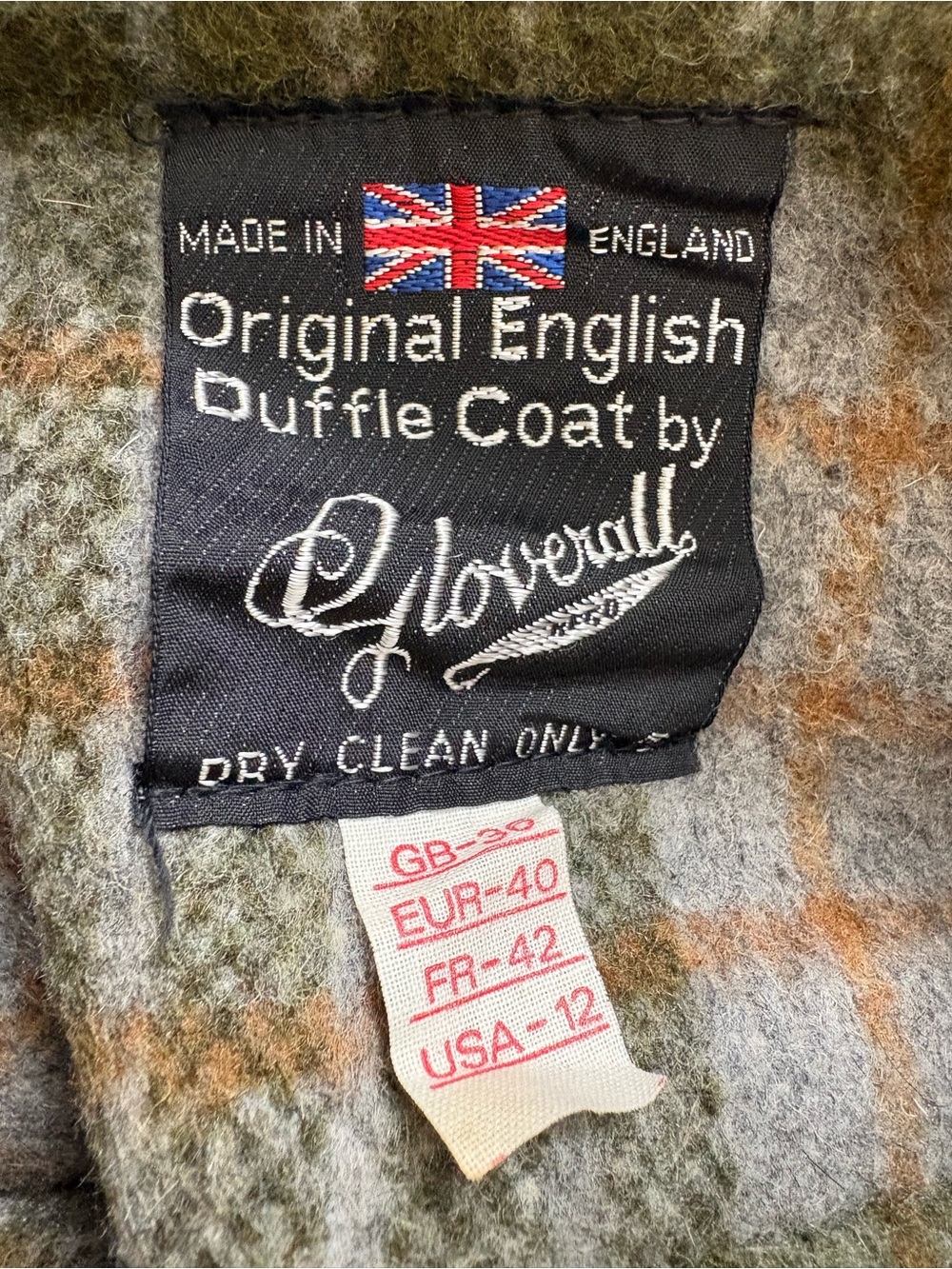 Vintage Gloverall English Duffle Coat Gray Wool Made in England Size US 12 Fall - Picture 10 of 11